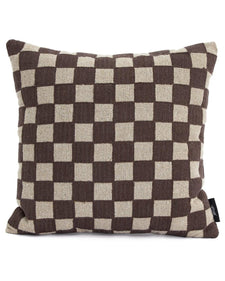 Chindi check cushion in chocolate