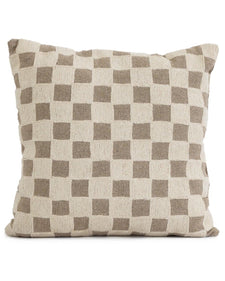 Chindi check cushion in taupe